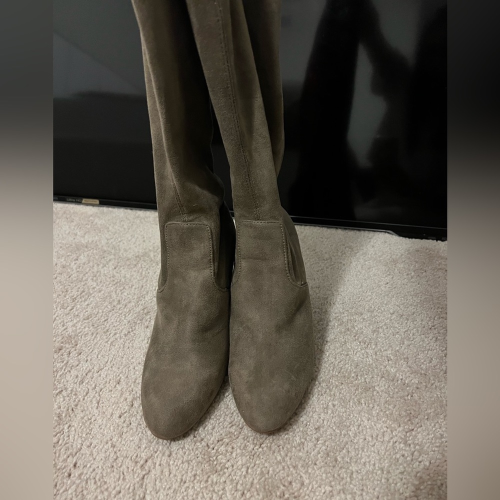 Steve Madden over the knee heel boots taupe